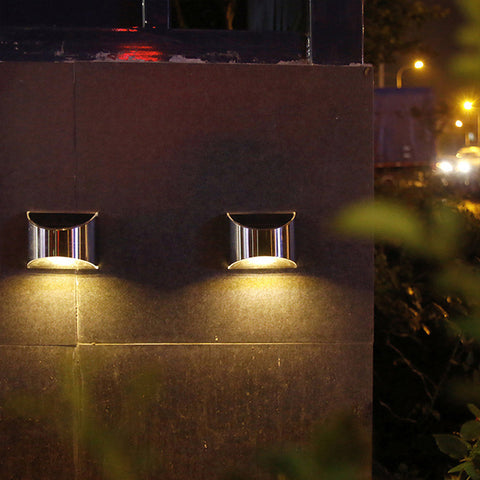 (2 Pack) High Brightness New Design Waterproof Stainless Steel Solar Wall Garden Lights