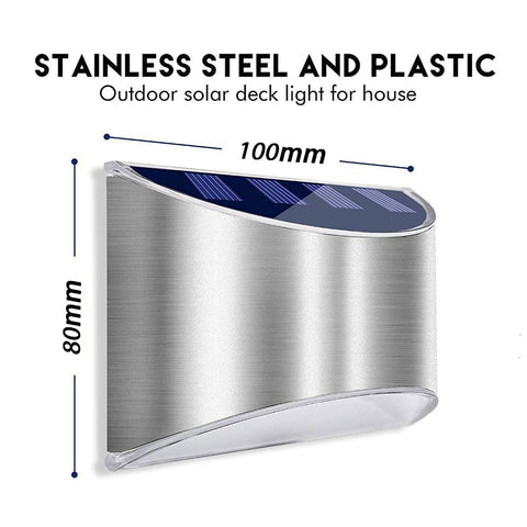 (2 Pack) High Brightness New Design Waterproof Stainless Steel Solar Wall Garden Lights