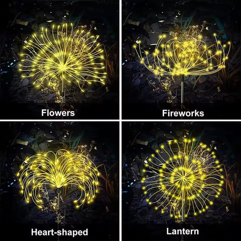 2PCS 120LED Solar Powered Firework Lamp Starburst Stake Garden Outdoor Lights