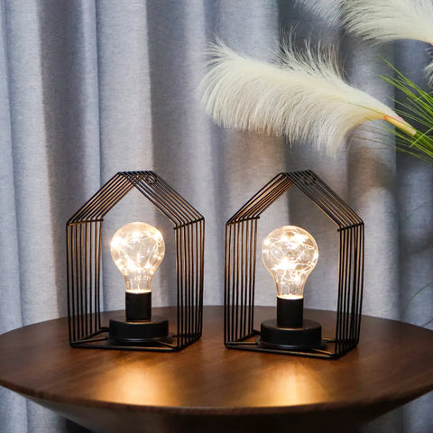 Wireless Battery Wall Light Indoor Bedroom Wall Sconce House Shape Lights Iron Christmas Decoration Lamp Light for Living Room