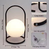Nordic Rechargeable Dimmable Metal Frame Sphere Table Lamp Bedroom Portable Lamp With Remote Control
