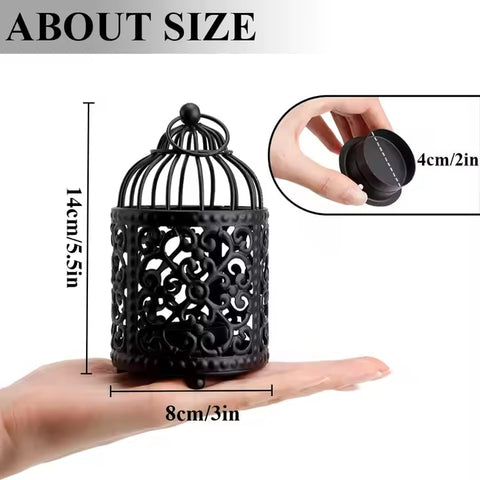 Wholesale 6PCS Pack Black Cute Birdcage Lanterns Suitable for Weddings Parties and Restaurant Decoration