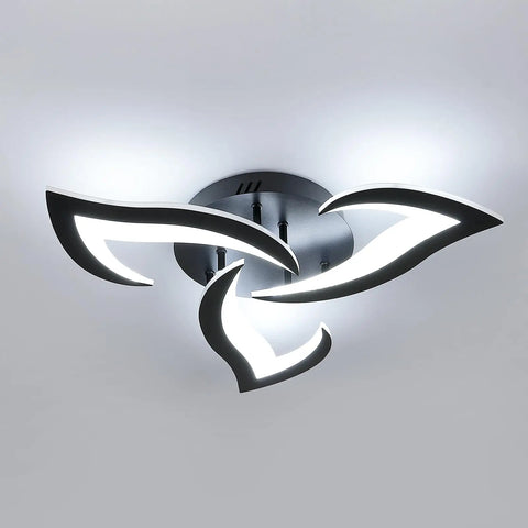 Modern LED Ceiling Light,36W 4300LM Creative Flower Shape Ceiling Lamp,Black Acrylic Ceiling Light for Kitchen Living Room