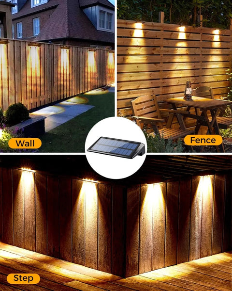 (2 Pack) Solar Wall Lights Solar Fence Lights Outdoor Waterproof Solar Deck Lights for Post Yard Pathway