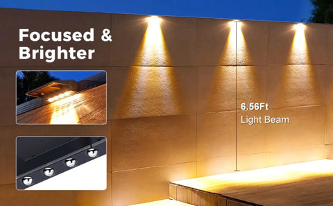 (2 Pack) Solar Wall Lights Solar Fence Lights Outdoor Waterproof Solar Deck Lights for Post Yard Pathway