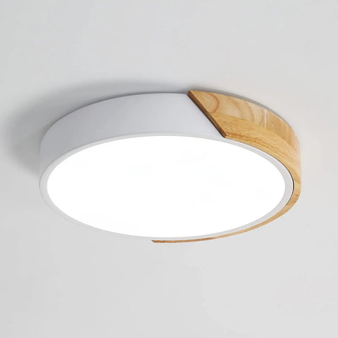 LED Ceiling Light Wood Round 24W,Interior Lighting Ceiling Lamp 6000K (Cool White),Modern Ceiling Lamp Ø30*5CM for Bathroom
