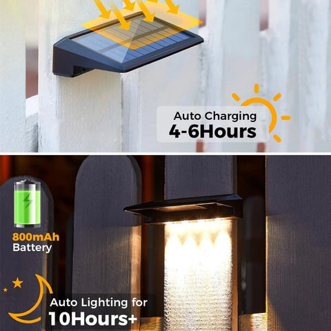 (2 Pack) Solar Wall Lights Solar Fence Lights Outdoor Waterproof Solar Deck Lights for Post Yard Pathway