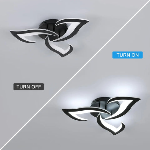 Modern LED Ceiling Light,36W 4300LM Creative Flower Shape Ceiling Lamp,Black Acrylic Ceiling Light for Kitchen Living Room