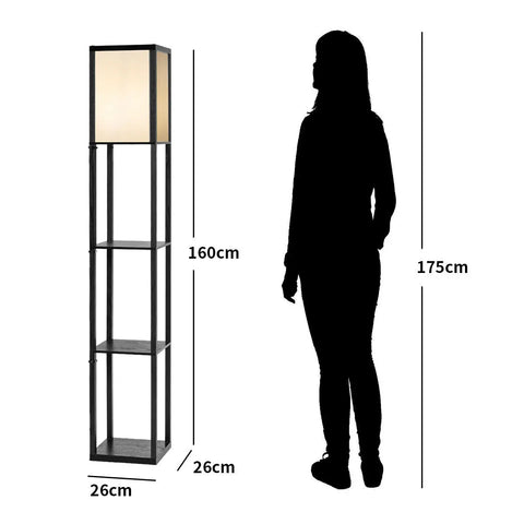GOFLAME Freestanding Floor Lamp W/ 3-Tier Storage Shelf Narrow Corner Nightstand Light