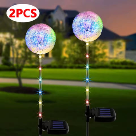 2PCS Solar Lights Outdoor LED Dandelion Wer Garden Light Stake Landscape Lamp