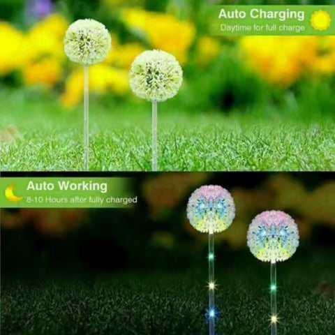 2PCS Solar Lights Outdoor LED Dandelion Wer Garden Light Stake Landscape Lamp