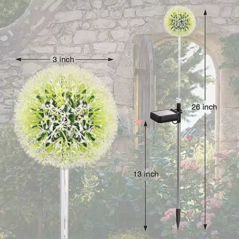 2PCS Solar Lights Outdoor LED Dandelion Wer Garden Light Stake Landscape Lamp