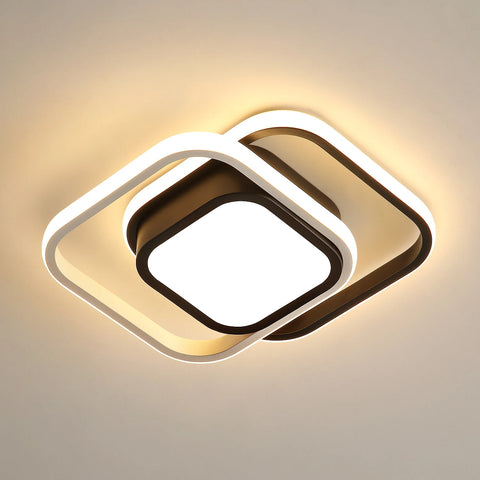32W LED Ceiling Light, 3000K Modern Dual-Square Lamp for Bedroom & Living Room