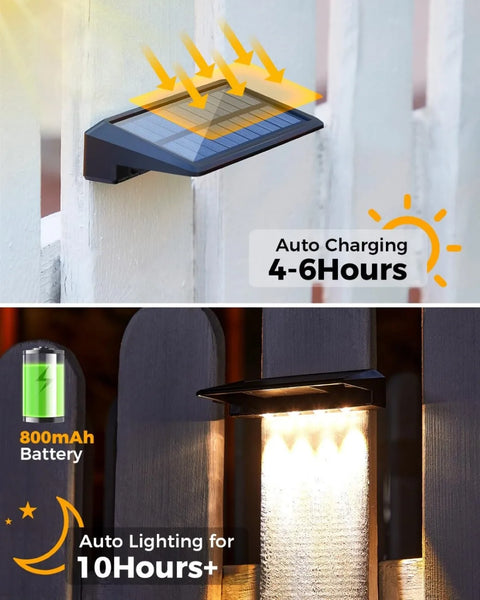 (2 Pack) Solar Wall Lights Solar Fence Lights Outdoor Waterproof Solar Deck Lights for Post Yard Pathway