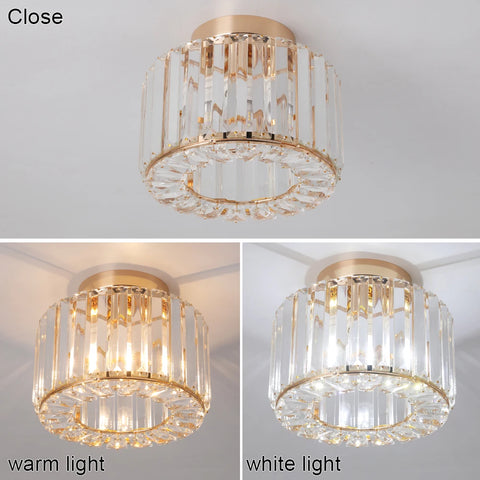 Luxury Crystal Flush Mount LED Ceiling Lights with Gold Finish