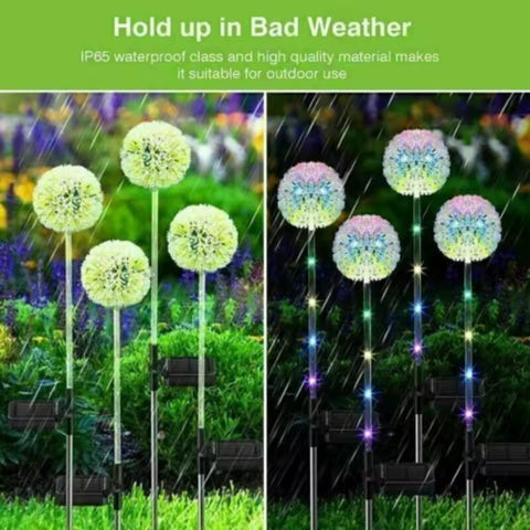 2PCS Solar Lights Outdoor LED Dandelion Wer Garden Light Stake Landscape Lamp