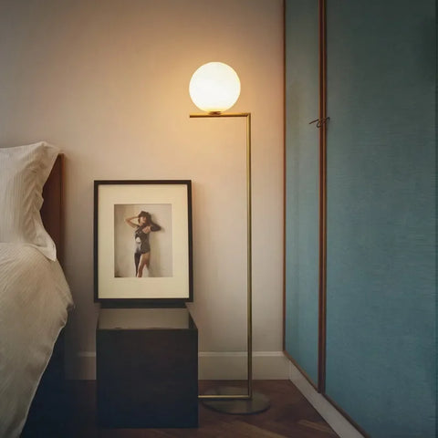 Nordic Glass Floor Lamp Ball Light for Living Room Sofa Bedroom Study Living Room Home Gold Designer Floor Lamp