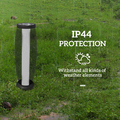 Outsunny Garden Solar Lamp, 71.5 cm Tall Metal Floor Lamp, Auto On/Off LED Solar Garden Light with Metal Wire Shade, IP44