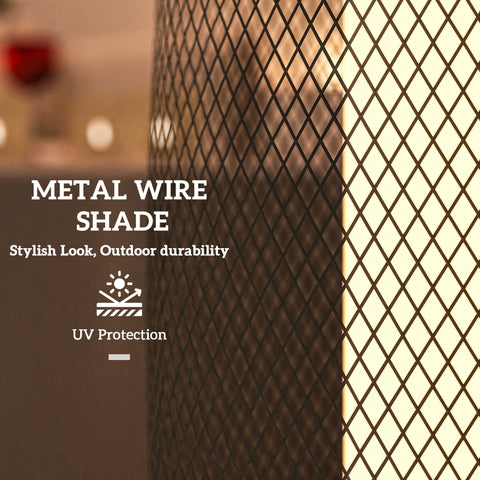 Outsunny Garden Solar Lamp, 71.5 cm Tall Metal Floor Lamp, Auto On/Off LED Solar Garden Light with Metal Wire Shade, IP44