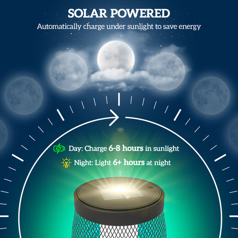 Outsunny Garden Solar Lamp, 71.5 cm Tall Metal Floor Lamp, Auto On/Off LED Solar Garden Light with Metal Wire Shade, IP44