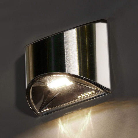 (2 Pack) High Brightness New Design Waterproof Stainless Steel Solar Wall Garden Lights