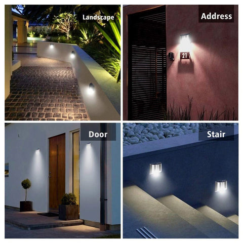 (2 Pack) High Brightness New Design Waterproof Stainless Steel Solar Wall Garden Lights