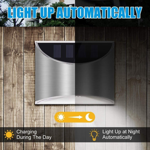(2 Pack) High Brightness New Design Waterproof Stainless Steel Solar Wall Garden Lights