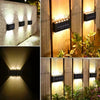 (2 Pack) Solar Up and Down Waterproof Garden Wall Lights with Sensor Warm White - Solightify