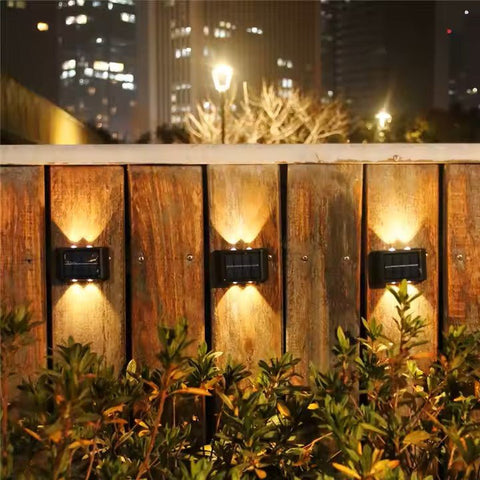(2 Pack) Solar Up and Down Waterproof Garden Wall Lights with Sensor Warm White - Solightify