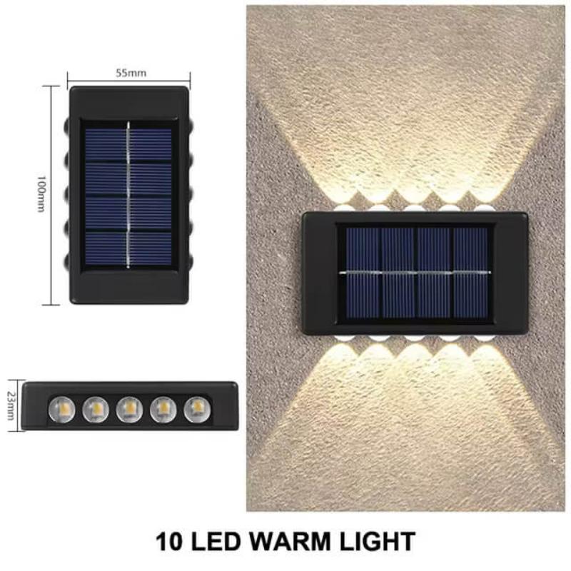 (2 Pack) Solar Up and Down Waterproof Garden Wall Lights with Sensor Warm White - Solightify