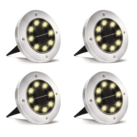 (4 Pack) Solar Ground Deck Waterproof Powered Garden Driveway Lights (Warm White) - Solightify