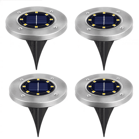 (4 Pack) Solar Ground Deck Waterproof Powered Garden Driveway Lights (Warm White) - Solightify