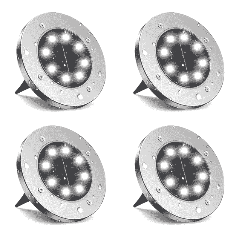 (4 Pack) Solar Ground Deck Waterproof Powered Garden Driveway Lights (Warm White) - Solightify