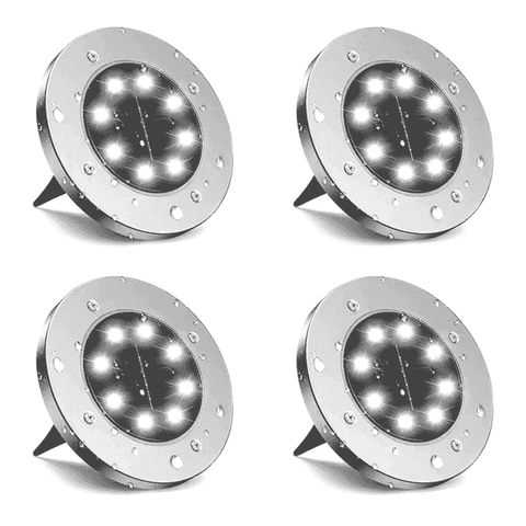 (4 Pack) Solar Ground Deck Waterproof Powered Garden Driveway Lights (Warm White) - Solightify