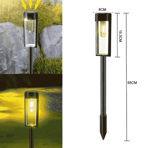 (4 Pack) Solar Outdoor Waterproof Round Shape Garden Lights with Sensor Black - Solightify