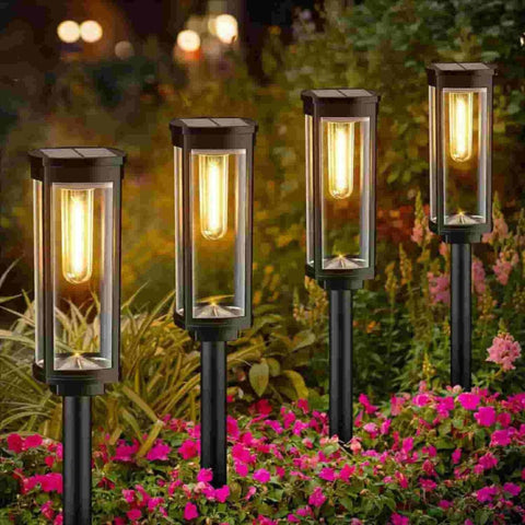 (4 Pack) Waterproof Garden Solar Sensor Powered Square Shape Lights - Solightify