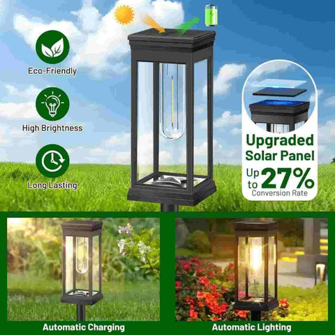 (4 Pack) Waterproof Garden Solar Sensor Powered Square Shape Lights - Solightify
