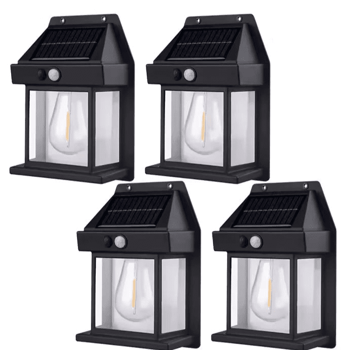 (4 Pack)Waterproof Solar Power Motion Sensor Security Lights | Outdoor Garden PIR Motion Sensor Wall Lamps - Solightify