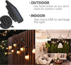 15m String Lights with 20 LED Edison Bulbs – Dual Power (Solar & Mains), Outdoor/Indoor Waterproof Garden Patio Lighting