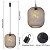 Indoor Bedside Hanging Light Cordless Battery Light Industrial Pendants Metal Mesh Lampshade Light With Hook