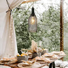 Hanging Metal Pendant Lamp Wire Metal Cage Wine Shape Led Black Lamp with Bulb for Kitchen Restaurant Dining Room Decoration
