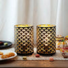 Set of 2 Retro Bedside Battery Nightlight Cordless Decorative Tabletop Lamp Fan-shaped Pattern Portable Holiday Light for Gift