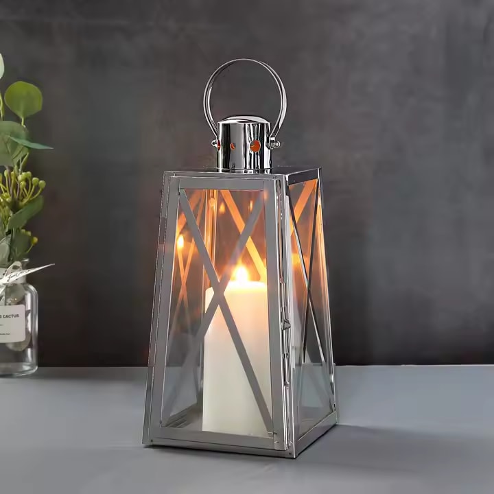 Wholesale Stainless Steel Candle Lantern Luxury Metal Hanging Lantern for Home Wedding and Outdoor Decoration