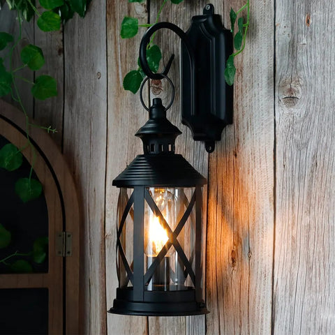 Indoor Portable Battery Lamp Vintage Iron Hanging Wall Lamp for Garden Patio