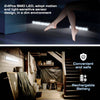 LED strip light with motion sensor in a dark room and in a dimly lit room.