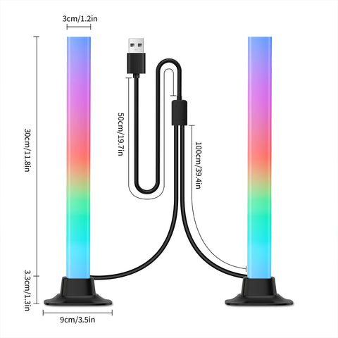 RGB LED Desktop Floor Lamp Light Bars Night Light Music Rhythm Atmosphere Lights Backlight for Gaming TV Room Decoration Lamp
