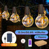 Solar and USB Festoon Outdoor Lights 40 G40 Bulbs 15.5m