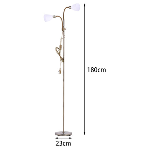 KOMORE Modern 2 Head Standing Floor Lamp Adjustable Lamp Heads 180cm Bronze&Grey  for Living Room, Office, Bedroom, Hallway