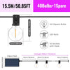 Solar and USB Festoon Outdoor Lights 40 G40 Bulbs 15.5m