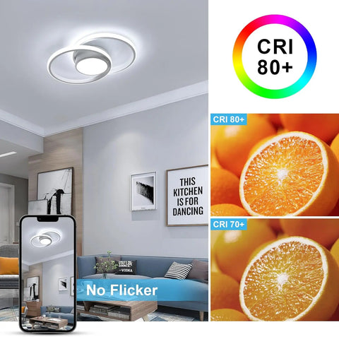 LED Ceiling Light 40cm Diameter,42W Modern Round Ceiling Lamp 4800lm,Cool White 6500K,White Ceiling Light for Living Room Dining